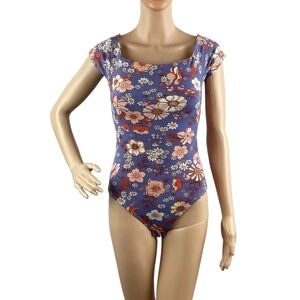Lush Purple Floral Bodysuit Size S